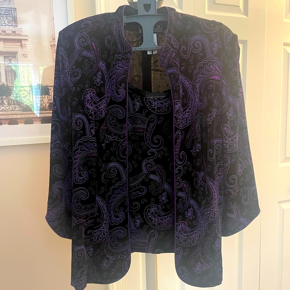Purple Sequin jacket with matching tank. Size L.